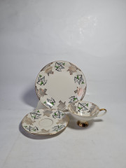 Чайное трио винтажное Johann Seltmann Vohenstraub Bavaria с геометричным декором, фарфор, Германия, 1960-70гг.