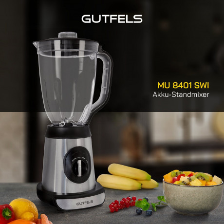 Gutfels Gutfels Akku-Stabmixer MU 8401, 240,00 W, inkl. 1500 ml Behalter, kabelloser Betrieb, einfache Reinigung Беспроводной ручной блендер Gutfels MU 8401, 240,00 Вт, включая контейнер на 1500 мл, беспроводное управление, легкая очистка