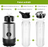 Kitchen Pro + Kitchen Pro + Smoothie-Maker mit 2 To Go Flasche 260W Mixer Blender, 260,00 W, 304-Edelstahl, Leicht zu reinigen, 2 Tritan-Trinkflaschen  Kitchen Pro + прибор для приготовления смузи с 2 бутылками на вынос Миксер-блендер, 260 Вт, 260,00 Вт, 