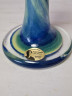 Подсвечник винтажный Glaskünstler Peter Kaspar, стеклянный в  зелено-голубых тонах, 10,5 x 8 см, Германия, 1960-70гг.