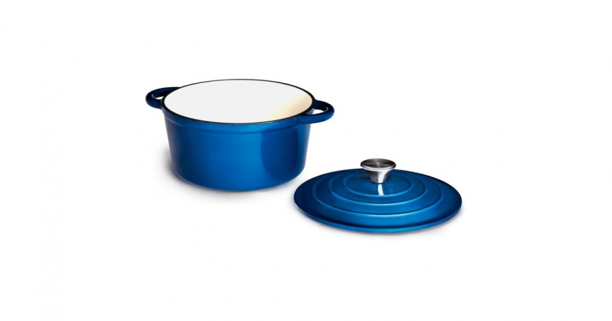 Napoleon Napoleon Brater aus Gusseisen, emailliert,  O 23cm, 4 Liter blau/weiss, mit Deckel  blau/weiss Жаровня Наполеон чугунная, эмалированная, O 23см, 4 литра, синяя/белая, с крышкой
