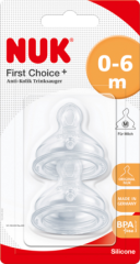 Nuk Первый Выбор+ Насадка для бутылочки Силикон	 Gr.1, 0-6 Месяц	ы, Lochgröße M, 2 шт