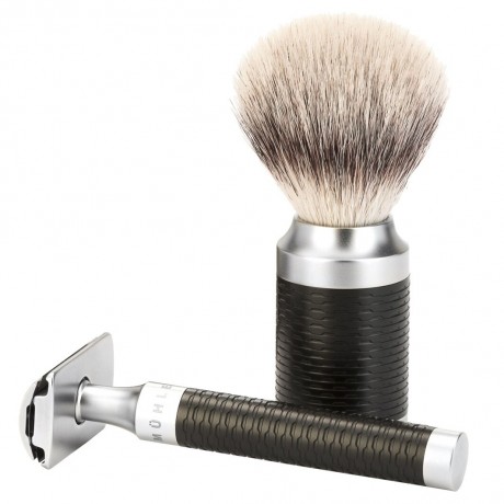 Muhle Rocca 3 tlg Rasierset Silberspitz, Griff Schwarz Бритвенный набор Rocca из 3 предметов с серебряными наконечниками, черная ручка