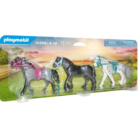 PLAYMOBIL 3er Set: 70999 Pferdeset 3x Pferde: Friese Набор из 3 лошадей: 70999 набор лошадей 3 лошади: фризы