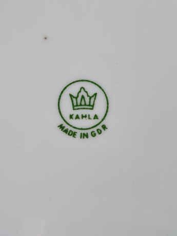 Чайное трио винтажное Kahla GDR с золотым узором по краю, фарфор, ГДР, 1960-70гг.