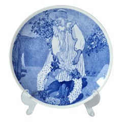 GUSTAVSBERG Декоративная тарелка &quot;Девушка с венком&quot;, 12,5 см, Дания, 1950-60гг.