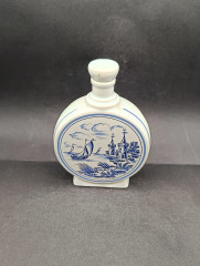 Фляга винтажная с пробкой Ulmer Keramik с изображением парусников, фарфор, 17.5 х 12 см, Германия, 1960-70гг.