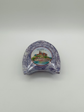 Шкатулка винтажная Grossbreitenbach "Альбрехтсбург" в форме подковы, в лавандовых тонах, фарфор, 9.5 см, Германия, 1960-70гг.