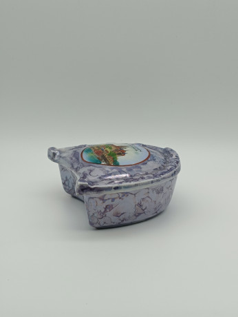 Шкатулка винтажная Grossbreitenbach "Альбрехтсбург" в форме подковы, в лавандовых тонах, фарфор, 9.5 см, Германия, 1960-70гг.