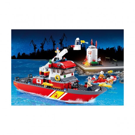 Sluban Klemmbausteine Loschboot mit Oltank (405 Teile) Пожарный катер с масляным баком (405 шт.)