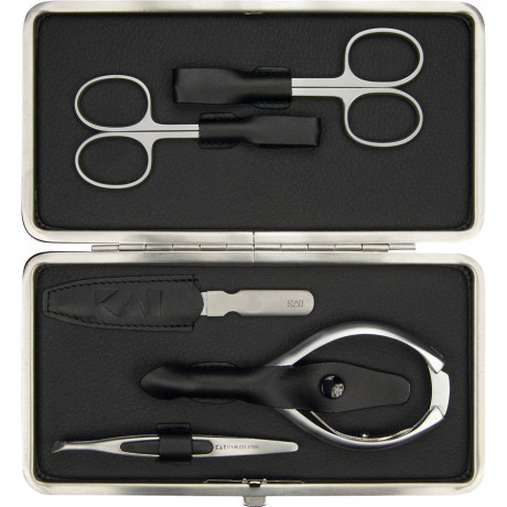 Kai Beauty Care Nagelpflege-Set im Nappaleder-Stahlrahmen-Etui 5-teilig  Набор для ухода за ногтями в стальном футляре из 5 предметов из кожи наппа.