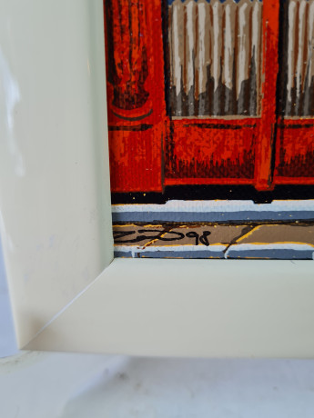 Картина винтажная ZODay "Кафешка", в белой раме, 16,5 x 12,5 см, Германия, 1960-70гг.