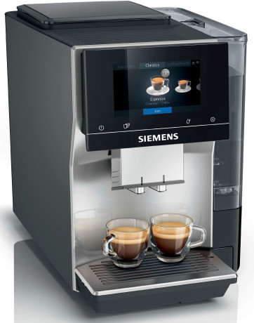 SIEMENS SIEMENS Kaffeevollautomat EQ.700 Inox silber metallic TP705D47, Full-Touch-Display, bis 10 Profile speicherbar, Milchsystem-Reinigung  Полностью автоматическая кофемашина SIEMENS EQ.700 Inox Silver Metallic TP705D47, сенсорный дисплей, возможность