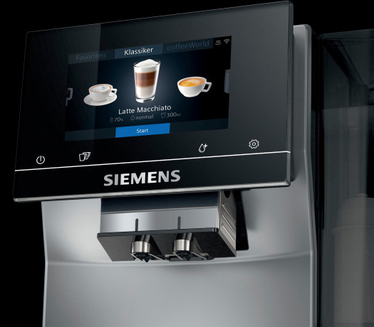 SIEMENS SIEMENS Kaffeevollautomat EQ.700 Inox silber metallic TP705D47, Full-Touch-Display, bis 10 Profile speicherbar, Milchsystem-Reinigung  Полностью автоматическая кофемашина SIEMENS EQ.700 Inox Silver Metallic TP705D47, сенсорный дисплей, возможность