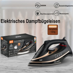 Mutoy Mutoy Dampfbugeleisen Bugeleisen,Dampfbugeleisen 70 g/min Dampf, 120g Extra-Dampfstoss, 2600,00 W, 300ml Wassertank,Keramik-Bugelsohle, Selbstreinigungs, Antikalk Schwarz-Gold Паровой утюг Mutoy, паровой утюг, пар 70 г/мин, дополнительный паровой уд