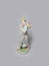 Hollohaza Porcelain Manufactory Бело-голубая фарфоровая статуэтка "Молодой человек с гусем", 22 x 10см, Венгрия, 1949г.