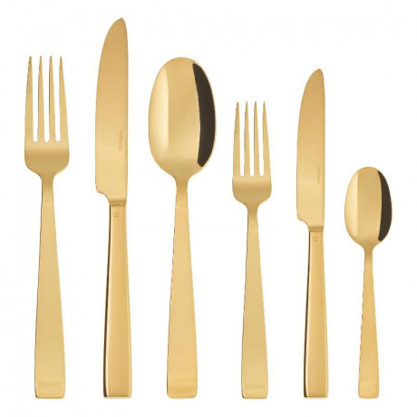Sambonet Sambonet Flat - Edelstahl / PVD Gold Besteckset 36-tlg. Vollheft / Monoblock Набор столовых приборов Sambonet Flat из нержавеющей стали / золота с PVD-покрытием, 36 предм. Полный буклет/моноблок