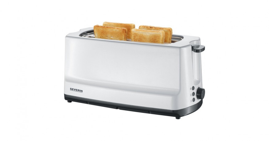 Severin Severin Automatik-Langschlitztoaster AT 2234 weiss/grau, 1.400 Watt, fur 4 Scheiben Toast  weiss/grau Автоматический тостер Severin с длинными слотами AT 2234 белый/серый, 1400 Вт, на 4 ломтика тостов