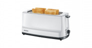 Severin Severin Automatik-Langschlitztoaster AT 2234 weiss/grau, 1.400 Watt, fur 4 Scheiben Toast  weiss/grau Автоматический тостер Severin с длинными слотами AT 2234 белый/серый, 1400 Вт, на 4 ломтика тостов