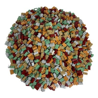 LEGO LEGO 1x2 Mauersteine Bunt - 100 Stuck - Colorful brick mix 98283 Разноцветные кубики LEGO 1x2 — 100 штук — Разноцветная смесь кирпичей 98283