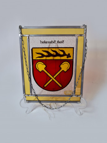 Applika Glasmanufaktur / Gutezeichen Витражная картина на цепочке, 18,5см x 15см, Германия, 1960-70гг.