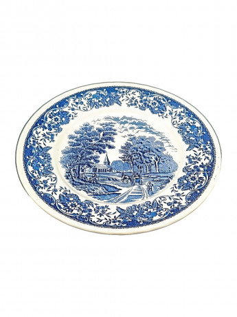 Тарелка винтажная Royal Tudor Ware / Staffordshire England, Коллекция "Olde England", фарфор, 25 см, Великобритания, 1960-70гг.