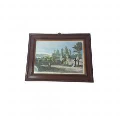 Картина винтажная &quot;Монастырь Марии Лаах&quot;, деревянная рама, 28,5 x 22,5 см, Германия, 1960-70гг.