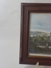 Картина винтажная &quot;Монастырь Марии Лаах&quot;, деревянная рама, 28,5 x 22,5 см, Германия, 1960-70гг.