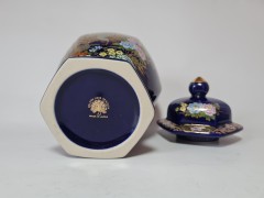 Golden love peacock Винтажная кобальтовая Ваза с позолотой 24К &quot;Павлин в цветах&quot;, 25см, Япония 1960г.