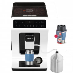 Krups Krups Kaffeevollautomat EA8911 Evidence, inkl. Milchbehalter, intuitiver OLED-Display, extra-grosser Wassertank + Emsa Travel Mug Compact (blau) 0,3 l  Полностью автоматическая кофемашина Krups EA8911 Evidence, включая контейнер для молока, интуитив