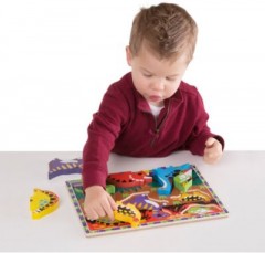 Melissa  Doug Holzklotz-Puzzle Dinosaurier Пазл &amp;quot;Динозавр&amp;quot; из деревянных блоков