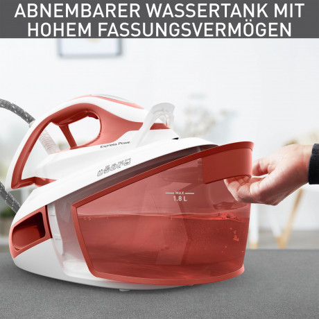 Tefal Tefal Dampfbugelstation SV8110 Express Power, 1800 ml Wassertank, 420 g/Min. extra Dampfstoss, ideal fur alle Textilien, Kalk-Kollektor  Паровая гладильная станция Tefal SV8110 Express Power, резервуар для воды 1800 мл, 420 г/мин. дополнительный пар