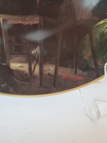 Hutschenreuther Декоратинвая тарелка "Урок вышивания" номерная 8119В, 20см, художник Vaulier, Германия, 1990г