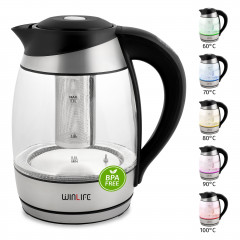Sparsando Sparsando Wasserkocher Glaswasserkocher Edelstahl mit LED-Temperaturanzeigebeleuchtung, 1.8 l, 2200,00 W, 23Lx16Bx25Hcm mit Temperatureinstellung 60-100°C  Чайник Sparsando стеклянный чайник из нержавеющей стали со светодиодной подсветкой темпер