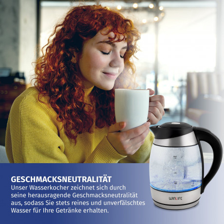 Sparsando Sparsando Wasserkocher Glaswasserkocher Edelstahl mit LED-Temperaturanzeigebeleuchtung, 1.8 l, 2200,00 W, 23Lx16Bx25Hcm mit Temperatureinstellung 60-100°C  Чайник Sparsando стеклянный чайник из нержавеющей стали со светодиодной подсветкой темпер
