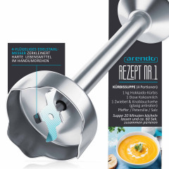 Arendo Arendo Stabmixer, 1000 W, Edelstahl Handmixer mit Messbecher, Purierstab, stufenlose Regelung  Ручной блендер Arendo, 1000 Вт, ручной миксер из нержавеющей стали с мерным стаканом, стержнем для пюре, бесступенчатое управление