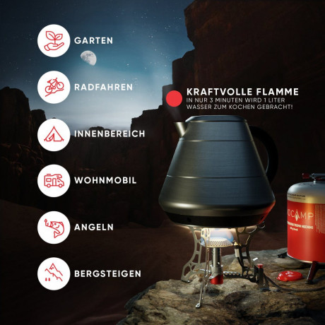 EVOCAMP EVOCAMP Gaskocher Mini Gaskocher 3.2 kW mit Piezo-Zunder, ideal fur Outdoor Camping  Газовая плита EVOCAMP Мини-газовая плита 3,2 кВт с пьезо-трутом, идеально подходит для кемпинга на открытом воздухе