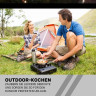 JUNG JUNG Gaskocher mobiler Campingkocher Gaskocher + 8 Kartuschen Gas, Autark verwendbar, (Gaskocher Notfall, Kartuschenkocher, Butangaskocher, praktischem Transportkoffer, erhitzen aufwarmen Lebensmittel), mobiler Gaskocher, Outdoor geeignet Camping Ko