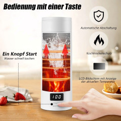 oyajia oyajia Reise-Wasserkocher 300W Reise-Elektrisch-Wasserkocher, 500 ml Tragbarer Mini-Heizbecher, 3 in 1 Mini-Thermobecher 304 Edelstahl-Liner, 230V Teekanne-Heizbecher  Дорожный чайник oyajia Дорожный электрический чайник 300 Вт, портативная мини-на
