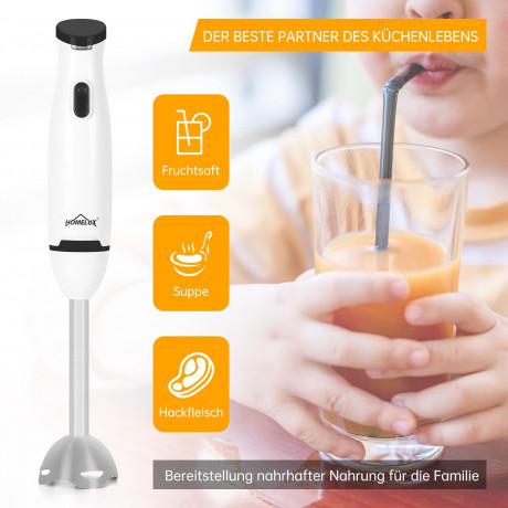 HOMELUX HOMELUX Stabmixer Household Purierstab mit Edelstahl Basis Stabmixer zum Reinigen, 200,00 W, abnehmbar Handmixer Klein und praktisch Blender  Ручной блендер HOMELUX, бытовой очищающий стержень с основанием из нержавеющей стали, ручной блендер для 