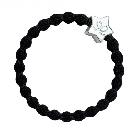 byEloise Silver Heart Silk Scrunchie Black and Silver Star Black 1 Stk. Шелковая резинка для волос Silver Heart Black и Silver Star Black