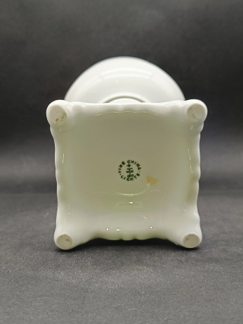 Подсвечник винтажный Lichte "Незабудки" в пастельных тонах, с позолотой, костяной фарфор, 19 х 13 см, Германия, 1970-80гг.