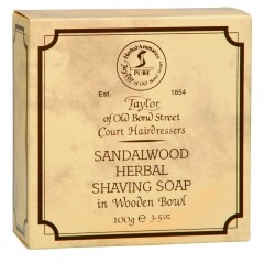 Taylor of Old Bond Street Sandalwood Herbal Shaving Hard-Soap in Wooden Bowl  Твердое мыло для бритья Sandalwood Herbal в деревянной миске