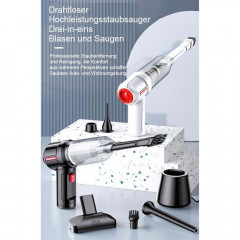 TUABUR TUABUR Akku-Handstaubsauger Wiederaufladbarer multifunktionaler kabelloser Nass- und Trockensauger, 5500Pa Staubsauger mit 2000mA Akku, 4-in-1 multifunktionaler kabelloser Handstaubsauger, Geeignet fur Autos, Wohnungen und Buros Schwarz Беспроводно