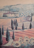 Картина винтажная Aler Corane "Пейзаж с домиком и цветами", 77 x 57 см, Германия, 1960-1970гг.