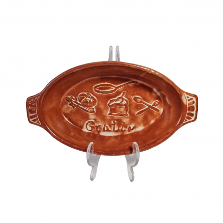 Блюдо винтажное Drei KERA с ручками, коричневая керамика, 23 x 12,5 x 5 см, Италия, 1960-70гг.