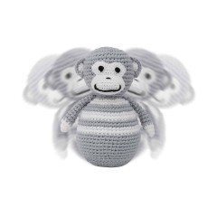 SindiBaba® Baby-Stehaufmannchen Affe CHARLIE gehakelt mit Glockchen (Bio) Детская поп-ап обезьянка ЧАРЛИ связана крючком с колокольчиком (органика)