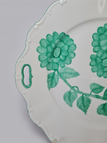 Seltmann Weiden Bavaria Тарелка с зеленым декором и фактурным рисунком, 27 см, Германия, 1960-70гг.