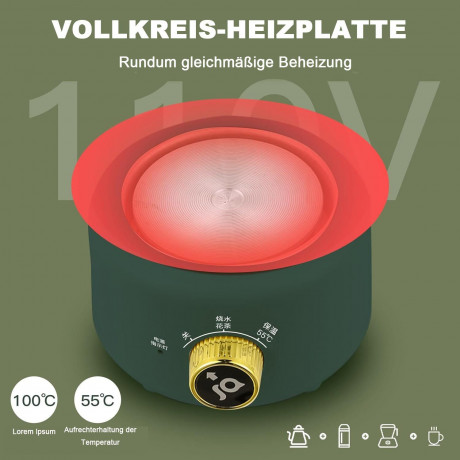 TOPMELON TOPMELON Wasserkocher Elektrischer Wasserkocher,gesunder Wasserkocher, 0.6 l Grun-1 Электрочайник TOPMELON, чайник для здоровья, 0,6 л