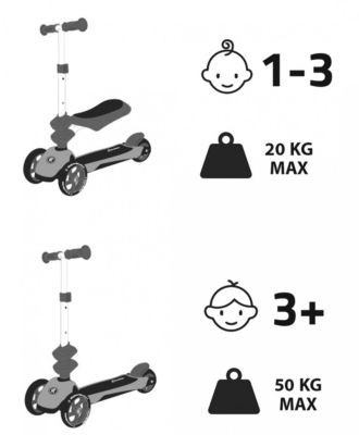 HyperMotion Kinderroller mit Abnehmbarem Sitz 3 in1 Детский самокат со съемным сиденьем 3 в 1